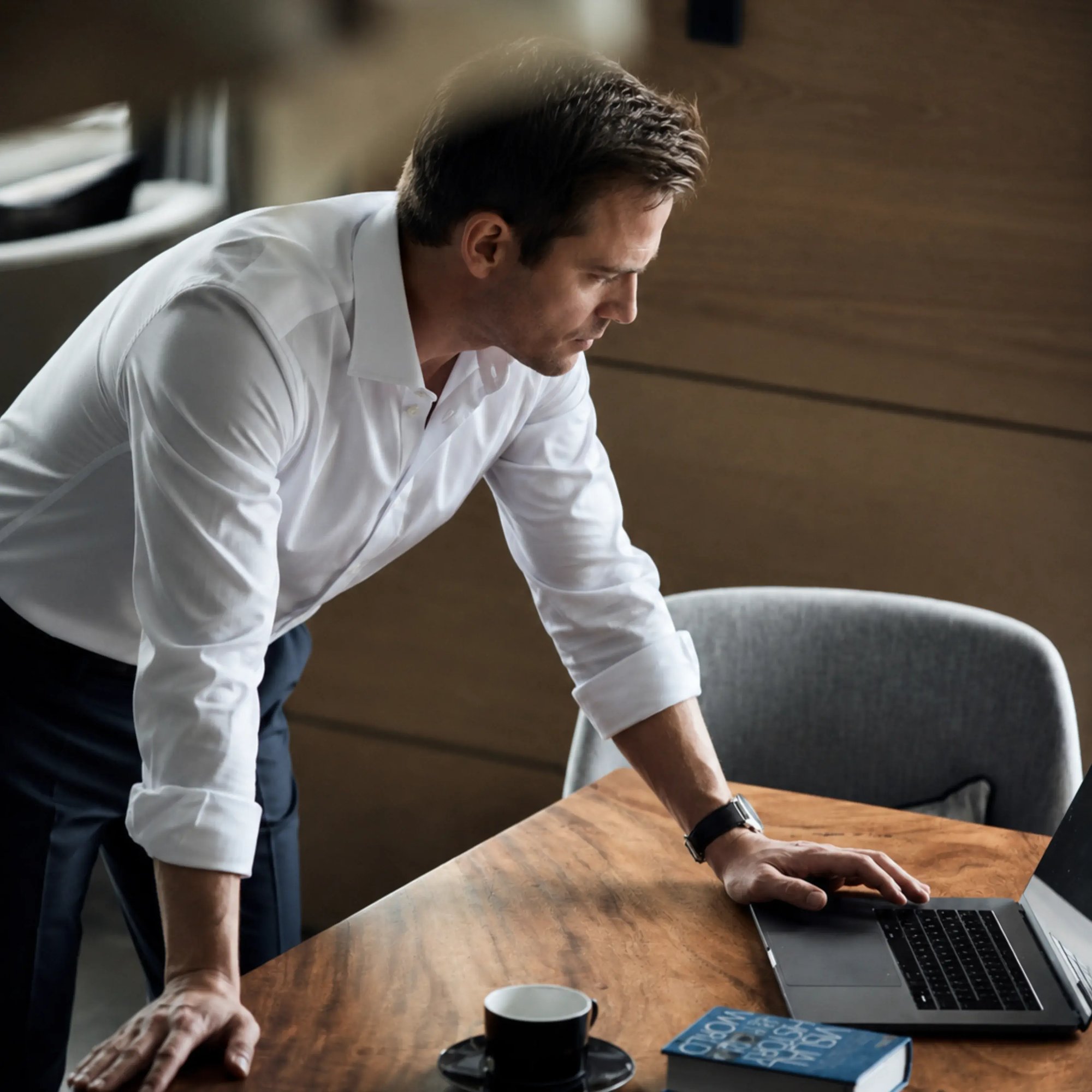 Business Professional Reviewing Work on Laptop