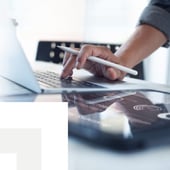 Business analysis using laptop tablet