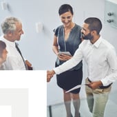 Handshakes in a business meeting