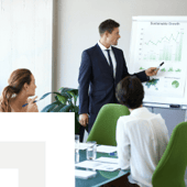 Business meeting with graphs