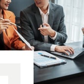 Businessman and businesswoman working