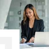 Woman working on laptop