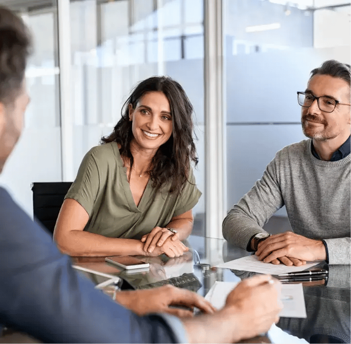 Businesswoman and businessman meeting