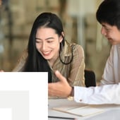 A business discussion with two colleagues 